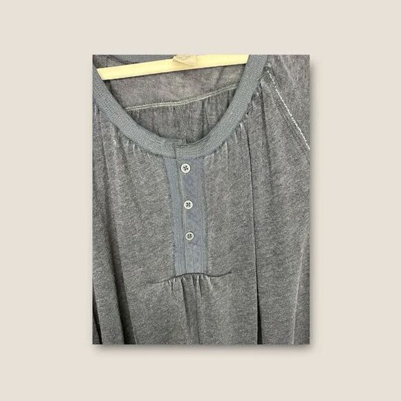 Free People Acadia Washed Black Long Sleeve Henley Top Size XS - Picture 7 of 10